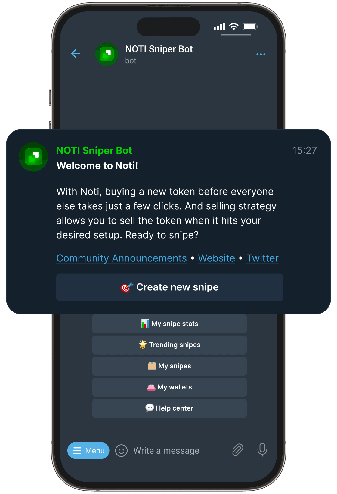 Launch Noti sniping bot on Telegram